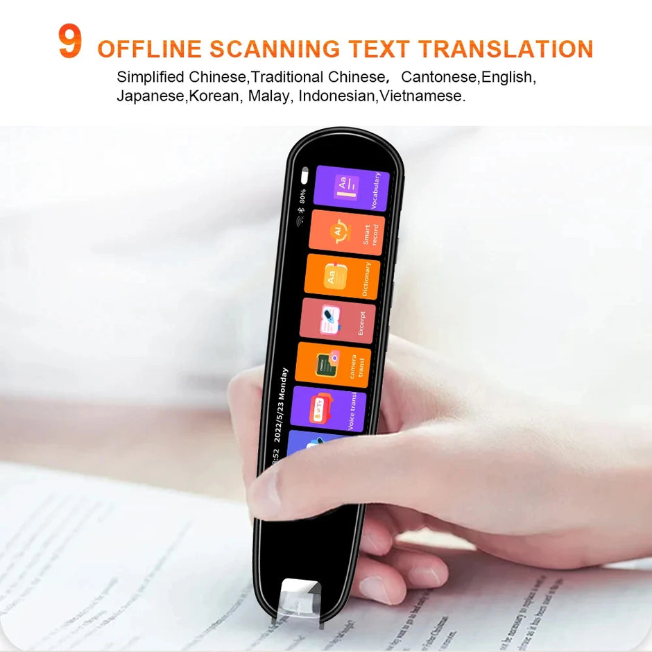MD04 Smart AI Scan Pen BT Translator Voice Multi 134 Languages Support 3.38 Inch Touch Screen Photo Offline Record Translation