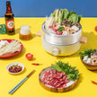 AROMA Whatever Pot Aroma Stainless Steel 2 in 1 Hot Pot with Glass Lid White 2.5 L AMC-130 Electric Hot Pot with Adjustable Temperature Control for One-Pot Meals