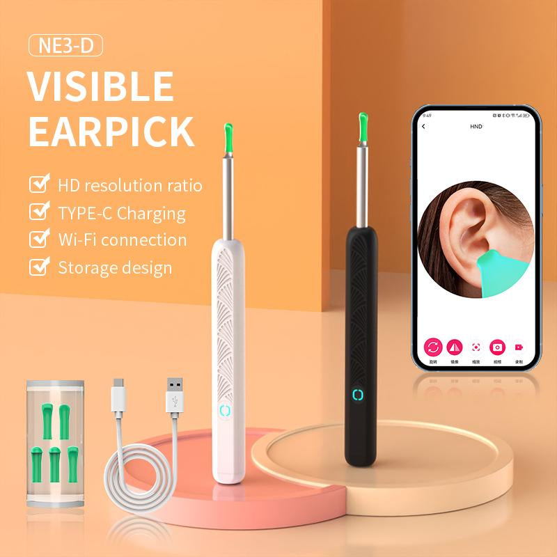 8 Pcs Set Earwax Removal Tool with HD Camera & LED Light, Visual Earpick 8 Pcs Set,Smart Ear Wax Cleaning for Android and Iso