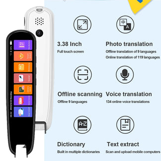 MD04 Smart AI Scan Pen BT Translator Voice Multi 134 Languages Support 3.38 Inch Touch Screen Photo Offline Record Translation