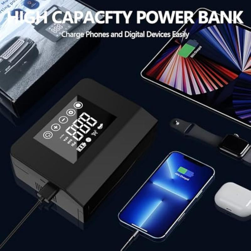 【Hieha】Portable Car Jump Starter with Air Compressor,4000A Car Battery Jump Starter (ALL Gas/7.0L Diesel) with 150PSI Tire Inflator, 12V Car Battery Jump Power,15000Mah Power Bank with LED Light,Car Essentials