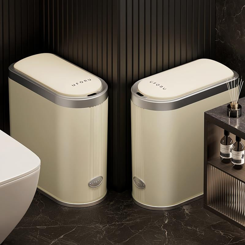 UFORU Decorate Bathroom Smart Trash Can Sensor Based Intelligent Home Kitchen Toilet with Lid Waterproof Clip Plastic Garbage Bin Touchless Smart Sensor Trash Smart Garbage Bin#Tiktokshop Back to School