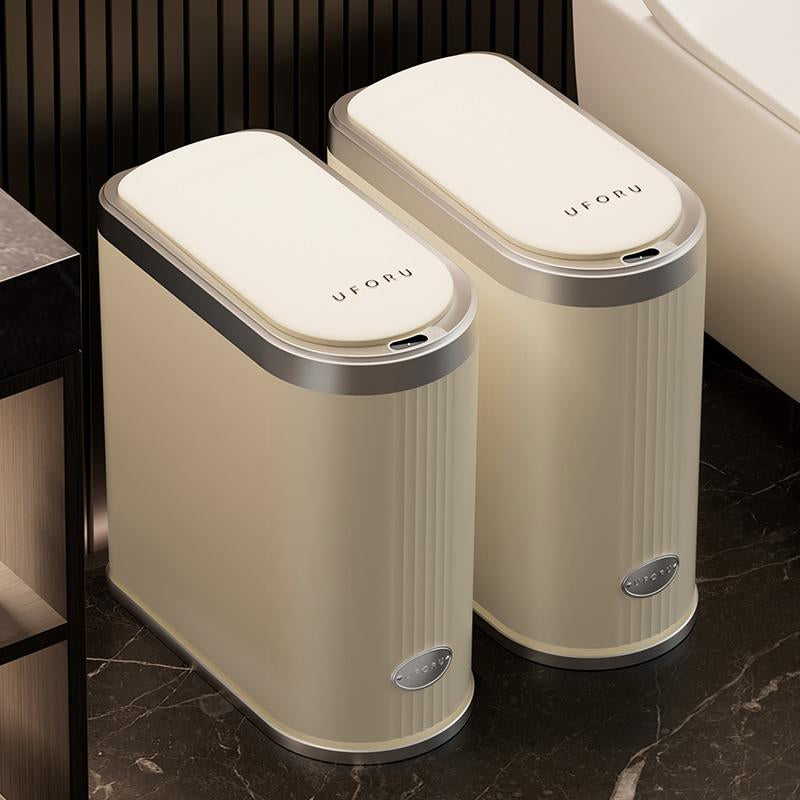 UFORU Decorate Bathroom Smart Trash Can Sensor Based Intelligent Home Kitchen Toilet with Lid Waterproof Clip Plastic Garbage Bin Touchless Smart Sensor Trash Smart Garbage Bin#Tiktokshop Back to School