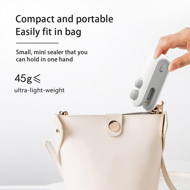 Novetek Mini Snack Bag Sealing Machine,2 in 1 Heat USB Rechargeable Snack Bag Selaer,Plastic Electric Bag Sealers, Keep Food Fresh. Portable Sealer Picnics