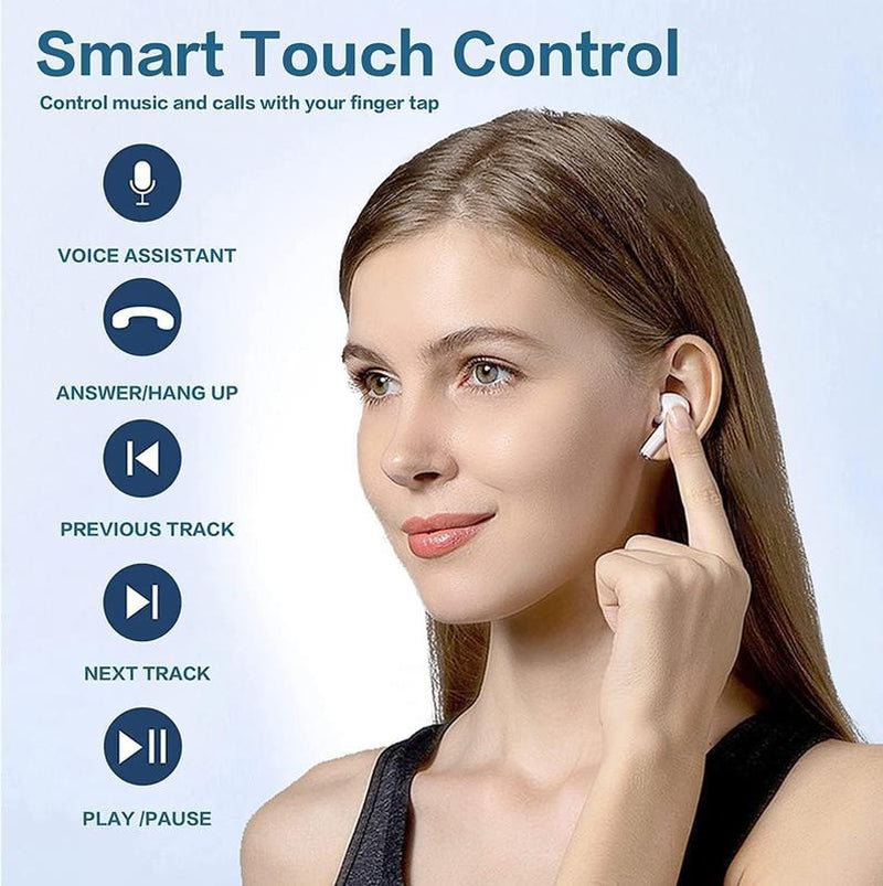 Earphones Bluetooth, Wireless, Long Battery Life, with Earplugs, Automatic Intelligent Matching, Compatible with Mobile Phones, Tablets, and Computers