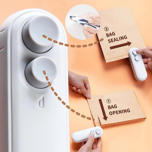 Novetek Mini Snack Bag Sealing Machine,2 in 1 Heat USB Rechargeable Snack Bag Selaer,Plastic Electric Bag Sealers, Keep Food Fresh. Portable Sealer Picnics