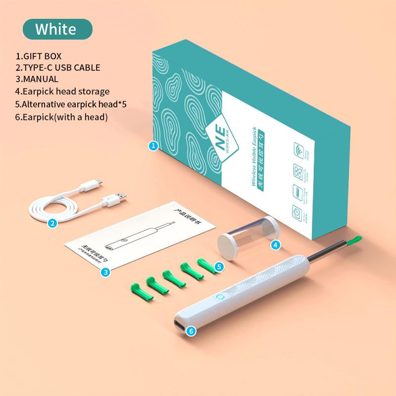 8 Pcs Set Earwax Removal Tool with HD Camera & LED Light, Visual Earpick 8 Pcs Set,Smart Ear Wax Cleaning for Android and Iso