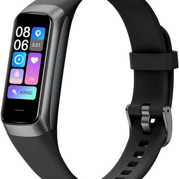 Keep Health Fitness Trackers for Women Men, Amoled Fitness Tracker for Android&Ios, Alarm Stopwatch Fitness Tracker with Blood Pressure Monitor, Calories Burned IP68 Waterproof Fitness Step Tracker