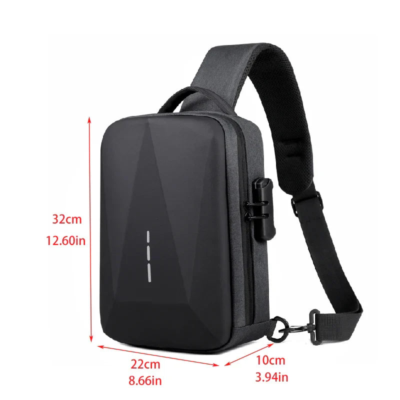 Anti-Theft Combination Lock Chest Packs with USB Charging Port Fashion Business Men'S Crossbody Bag Travel Storage Shoulder Bag