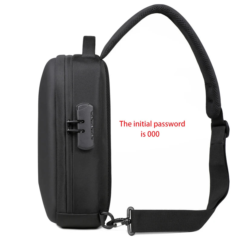 Anti-Theft Combination Lock Chest Packs with USB Charging Port Fashion Business Men'S Crossbody Bag Travel Storage Shoulder Bag