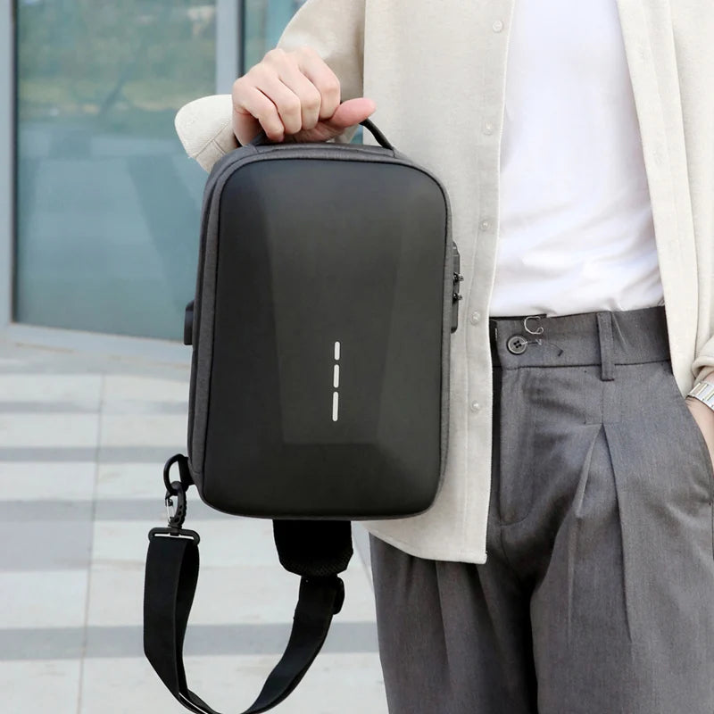 Anti-Theft Combination Lock Chest Packs with USB Charging Port Fashion Business Men'S Crossbody Bag Travel Storage Shoulder Bag