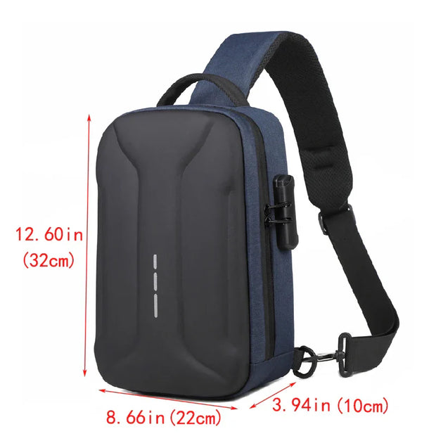 Anti-Theft Combination Lock Chest Packs with USB Charging Port Fashion Business Men'S Crossbody Bag Travel Storage Shoulder Bag
