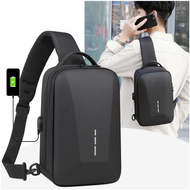 Anti-Theft Combination Lock Chest Packs with USB Charging Port Fashion Business Men'S Crossbody Bag Travel Storage Shoulder Bag