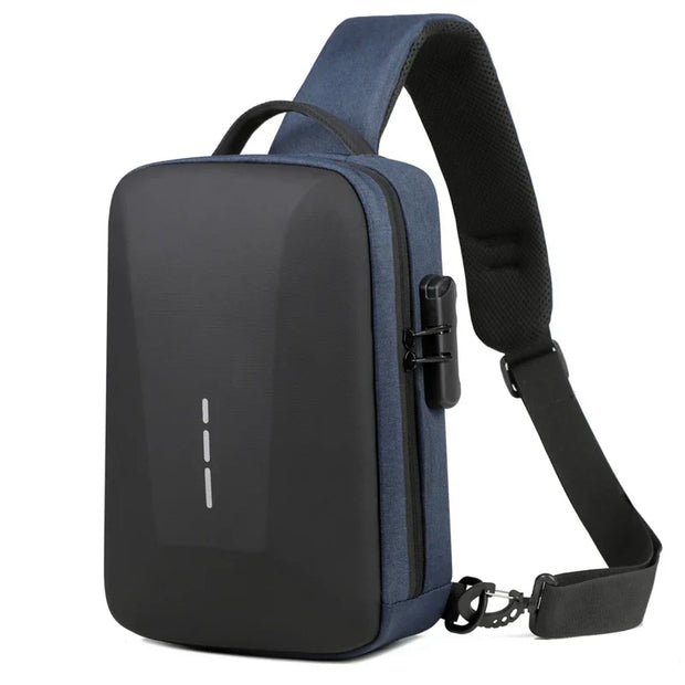 Anti-Theft Combination Lock Chest Packs with USB Charging Port Fashion Business Men'S Crossbody Bag Travel Storage Shoulder Bag
