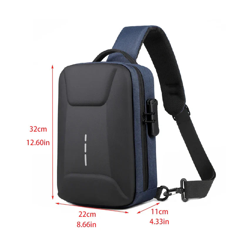 Anti-Theft Combination Lock Chest Packs with USB Charging Port Fashion Business Men'S Crossbody Bag Travel Storage Shoulder Bag
