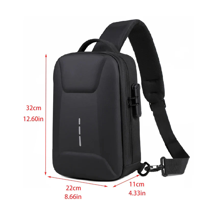 Anti-Theft Combination Lock Chest Packs with USB Charging Port Fashion Business Men'S Crossbody Bag Travel Storage Shoulder Bag