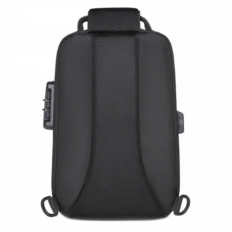 Anti-Theft Combination Lock Chest Packs with USB Charging Port Fashion Business Men'S Crossbody Bag Travel Storage Shoulder Bag