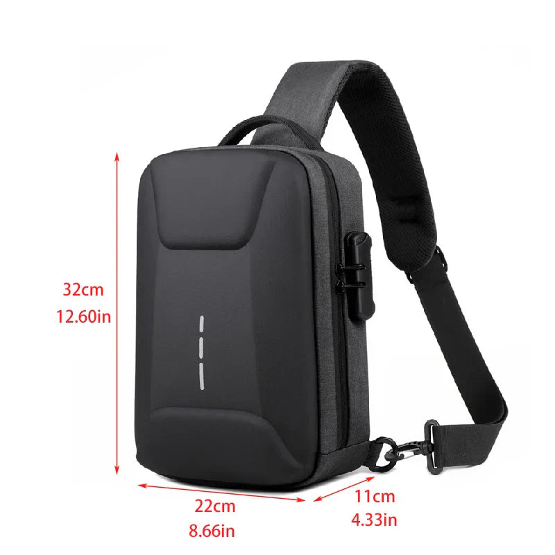 Anti-Theft Combination Lock Chest Packs with USB Charging Port Fashion Business Men'S Crossbody Bag Travel Storage Shoulder Bag
