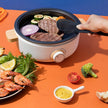 AROMA Whatever Pot Aroma Stainless Steel 2 in 1 Hot Pot with Glass Lid White 2.5 L AMC-130 Electric Hot Pot with Adjustable Temperature Control for One-Pot Meals