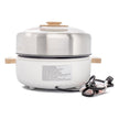 AROMA Whatever Pot Aroma Stainless Steel 2 in 1 Hot Pot with Glass Lid White 2.5 L AMC-130 Electric Hot Pot with Adjustable Temperature Control for One-Pot Meals