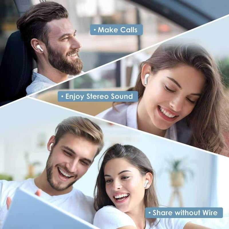 Earphones Bluetooth, Wireless, Long Battery Life, with Earplugs, Automatic Intelligent Matching, Compatible with Mobile Phones, Tablets, and Computers